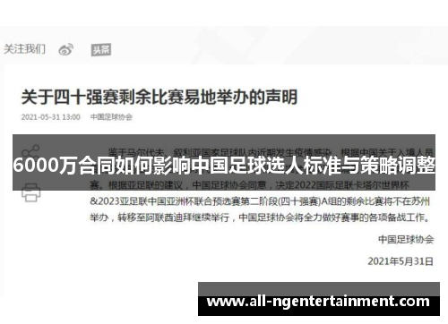 6000万合同如何影响中国足球选人标准与策略调整